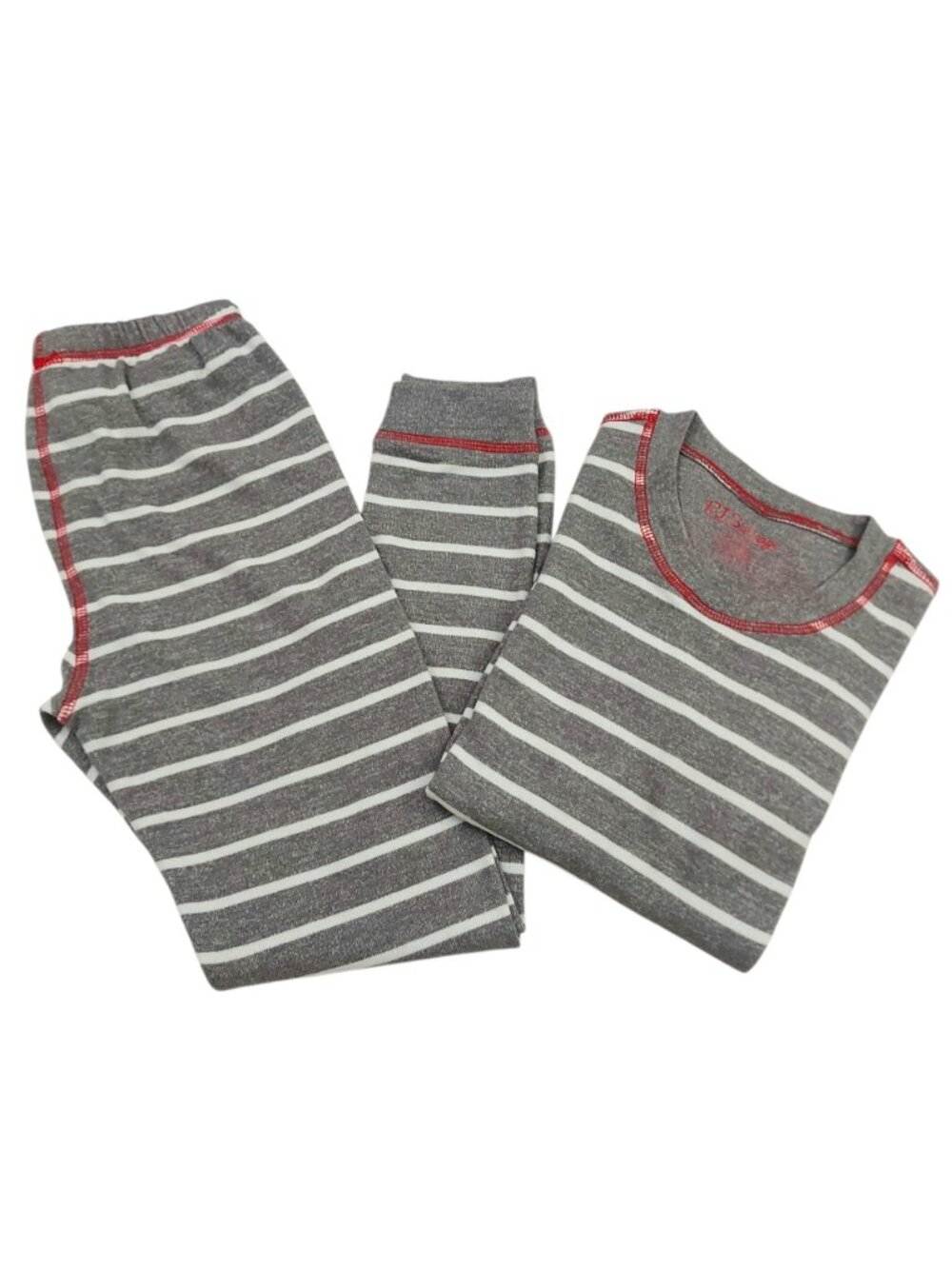 PJ Salvage Pajama Set Kids Large 12/14 Gray Striped Knitted Soft Sleepwear Cozy